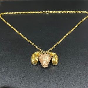Razza Gold Tone Necklace Designer Mogul Figural